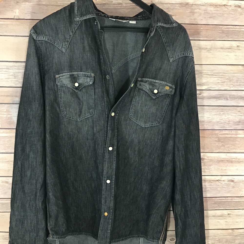 Diesel Men's Denim Western Snap Button Down Shirt